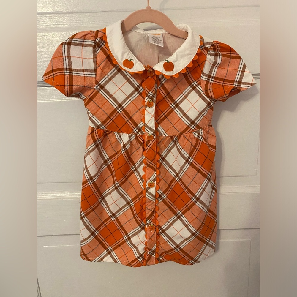 Gymboree Orange Plaid Dress with Pumpkin Details
